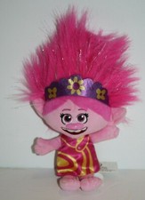 Trolls World Tour Poppy Doll Plush 9  Pink Yellow Dress Headband Glitter Hair