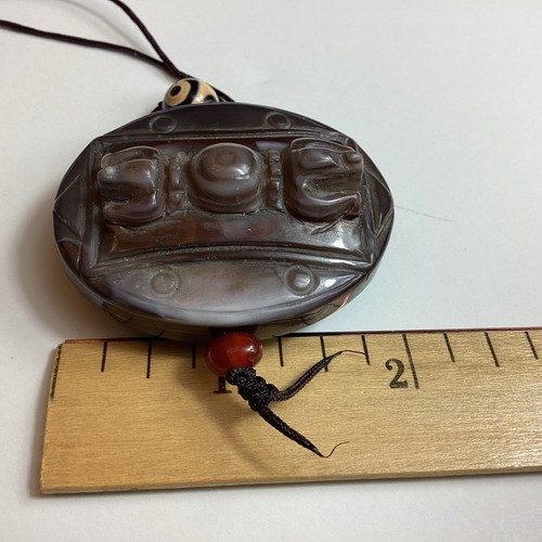 Green One Sided Jadeite Sarcophagus Translucent Pendant - Picture 2 of 18