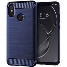 Phone Case for Xiaomi Mi 8 Pro Cover Bumper Carbon Look Cases Blue