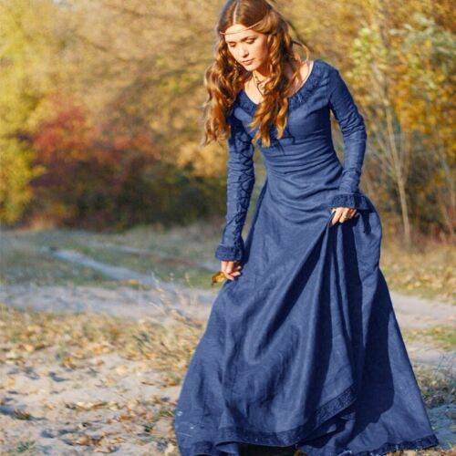 Vintage Neu Mittelalter Langes Kleid Renaissance Prinzessin Kleid Cosplay Kostüm - Bild 9 von 17