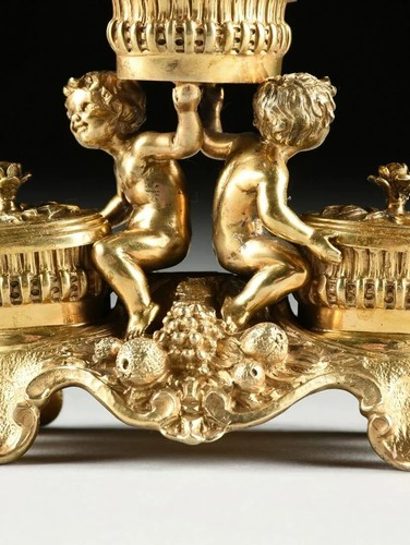 PAIR OF ITALIAN VERMEIL SILVER 800 FIGURAL TRIPLE SALT CELLARS , circa 1952 - Picture 3 of 10