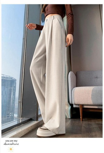 Damen Frühling Sommer weites Bein gerade Hose locker fallend Leinen Anzughose - Bild 19 von 31