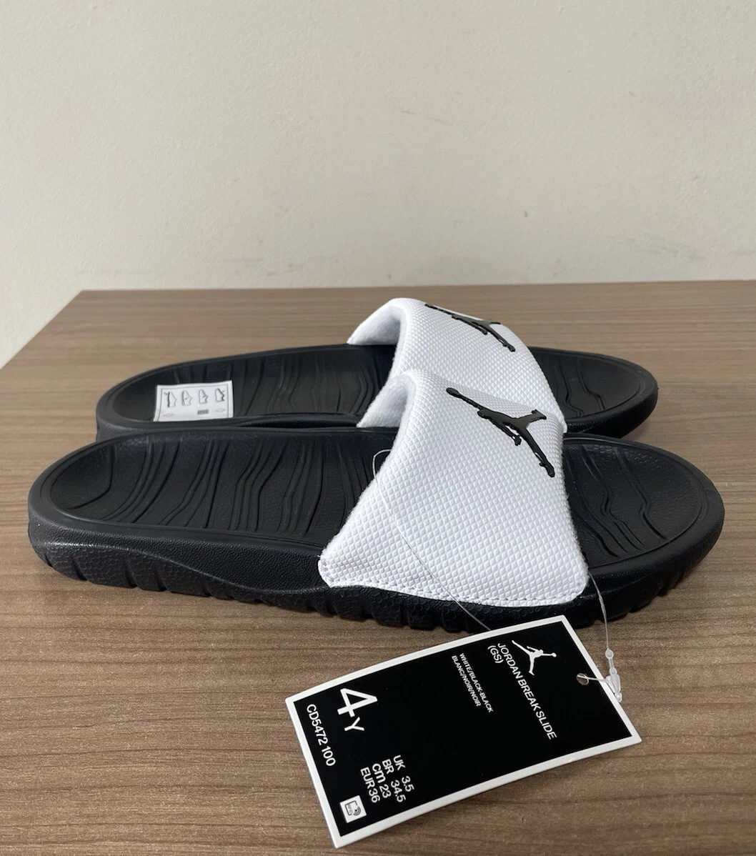 NIKE JORDAN BREAK NERO BIANCO SCIVOLI SPIAGGIA PISCINA UK3 5 EUR36 CD5472 100 NUOVO