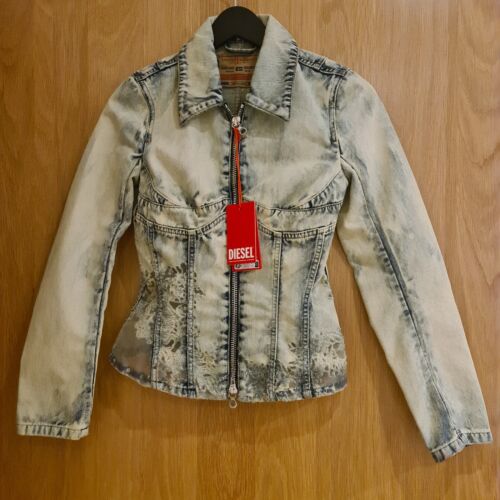 Diesel Slim Corset Fit Denim Lace Jacket SS23 Runway Size XS RRP£595