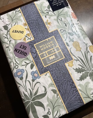 WILLIAM MORRIS QUEEN DUVET CELANDINE FLORAL COTTON SET 2 Shams NEW!!! Cottage