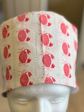Crabs grey reversible Women's/men  s  Skull/Chemo Surgical Scrub Hat/Cap Handmade