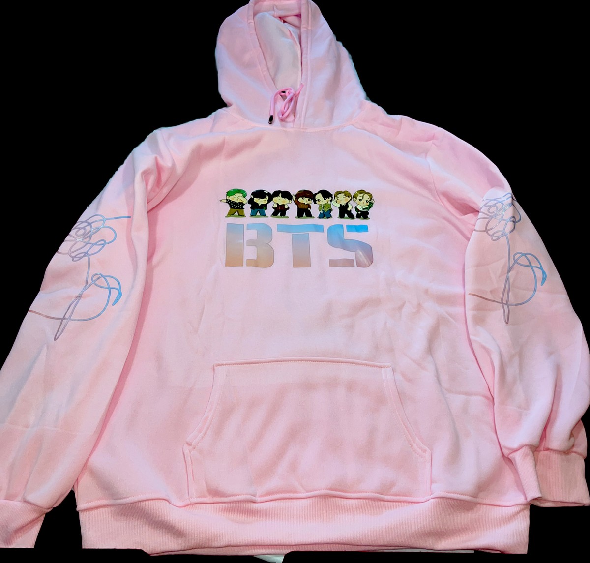 2XL NEW BTS Sweatshirt K-pop PINK Hoodie Front Back Graphics Sleeve  Spellout Men | eBay
