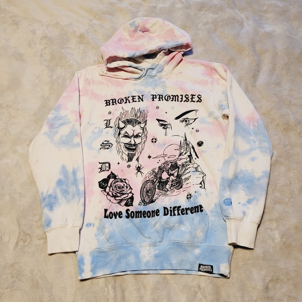Broken Promises Pink Hoodie Blue Tie Broken Promises Red Tie Dye