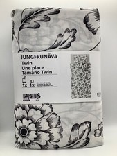 Ikea JUNGFRUNAVA Twin Duvet cover and pillowcase white/gray - NEW 005.467.41