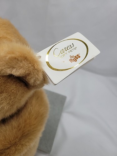 Vintage Russ Cares Soft Pets PUDGY Brown Bear 10" Stuffed Animal With Tags - Picture 3 of 16