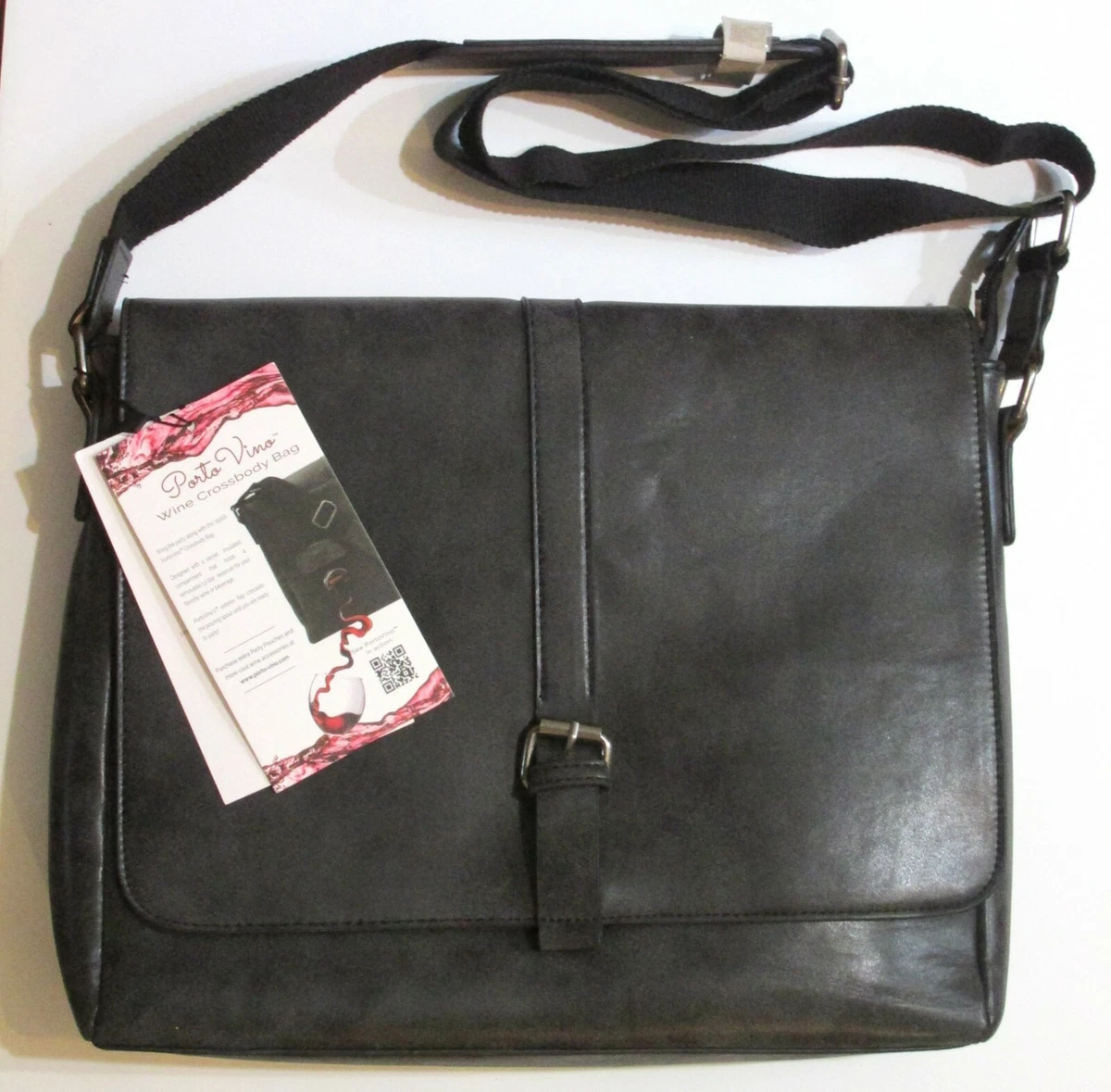 PortoVino Crossbody Hidden Drink Wine and Flask Bag Slate Grey