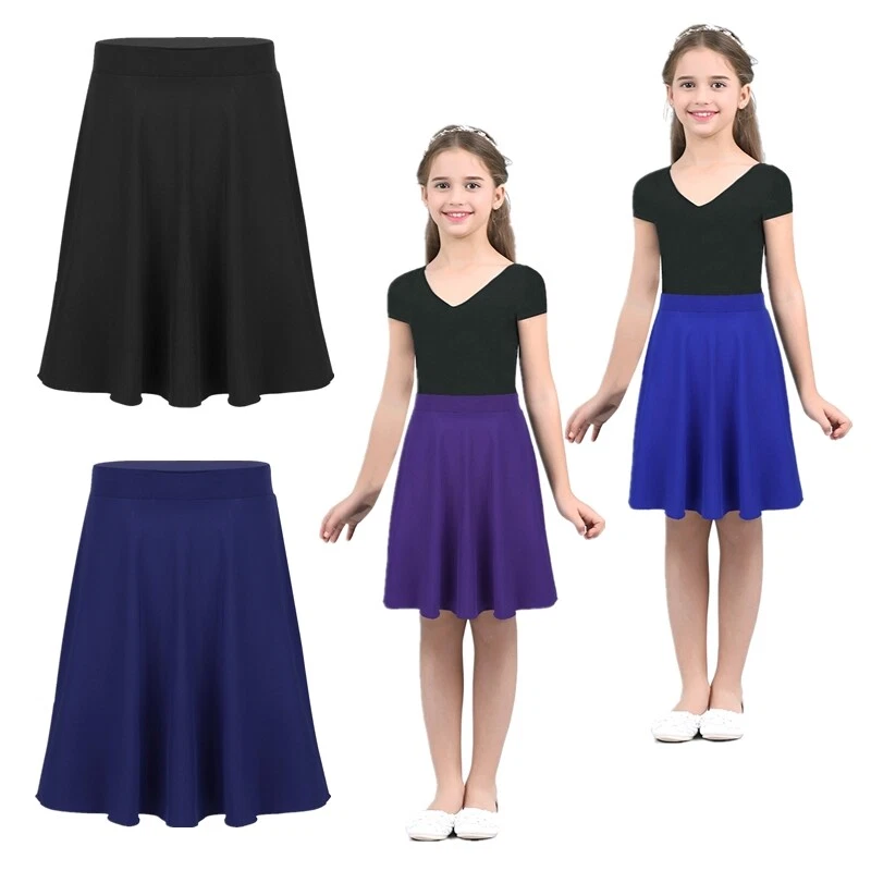 YIZYIF Mädchen Gummiband Basic Skater Röcke A-Linie Rock Faltenrock Knielang Faltenrock