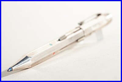 Large 4 Color Ballpoint 1960's FEND 900 silver pusher operated pen