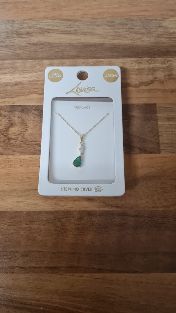 Lovisa Cubic Zirconia Sterling Silver Gold Necklace With Green