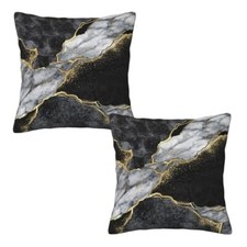 Marble Black and Gold Throw Pillow Covers 20x20 Inches Set of 2, Decorative
