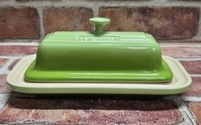Le Creuset Butter Dish 08-20 Stoneware Glazed Lime Green & Tan
