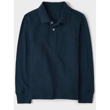 The Childrens Place Boys Long Sleeve Polo Shirt Navy Blue Uniform Pique Top NWT