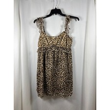 American Eagle Leopard Print Ruffle Babydoll Dress Brown Large
