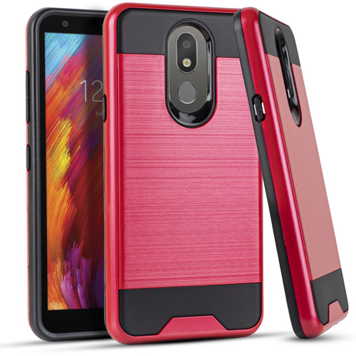 GSA Brushed Hybrid Case for LG Aristo 4 Plus,Tribute Royal - Red/Black