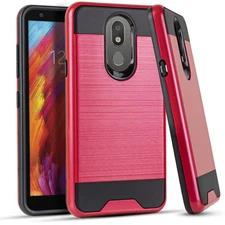 GSA Brushed Hybrid Case for LG Aristo 4 Plus,Tribute Royal - Red/Black