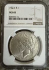 1923 $1 Peace Dollar NGC MS61