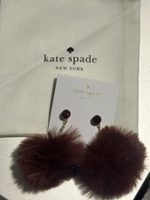 Kate Spade Chic & Cushy Flying Colors Pouf Blush Earrings Maroon Puff Gold