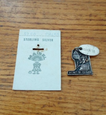 Washington D C State Map Vintage Maisels Sterling Silver Bracelet Charm Pendant