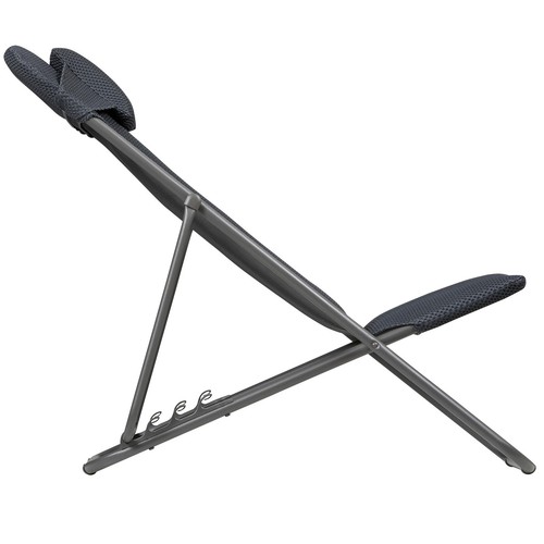 Lafuma Maxi Transat Plus Padded Ultra Compact Foldable Sling Chair, Dark Gray - Picture 2 of 9