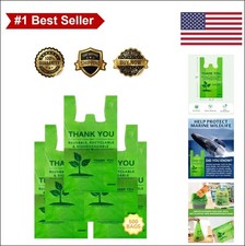 Biodegradable T-Shirt Bags 500 Count 11.5 x 6.25 x 21 In 16 Mic Heavy Duty Green
