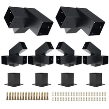 Pergola Kit with Brackets, 30°Slanted Roof Pergola Bracket Kit, 4-Way, 4"x 4"