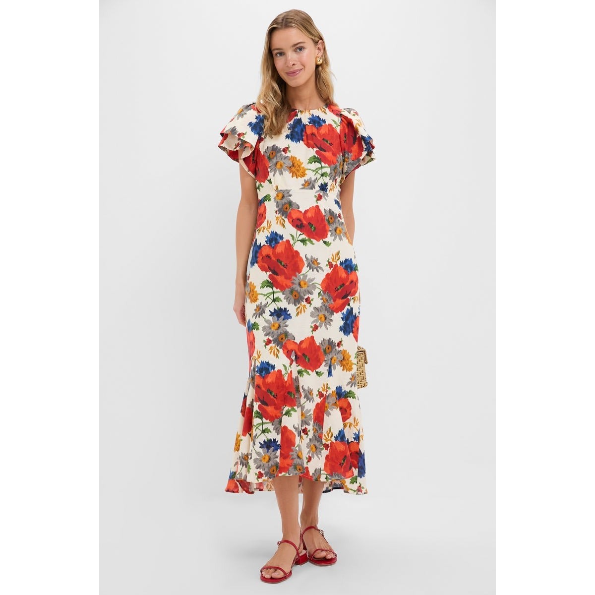 TUCKERNUCK Crimson Poppy Cotton Linen Elodie Dress Size 10 NWT