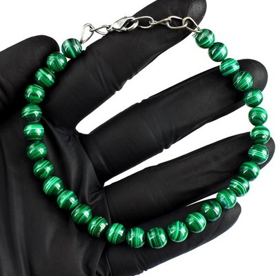 Fabelhaftes 107,00 kt massives Malachit beste Qualität Perlenarmband RK 24 E722