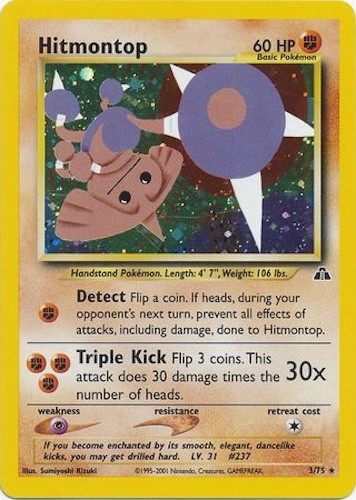 Pokémon TCG - Hitmontop - 3/75 - Rare - Holo - Neo Discovery [Lightly Played]