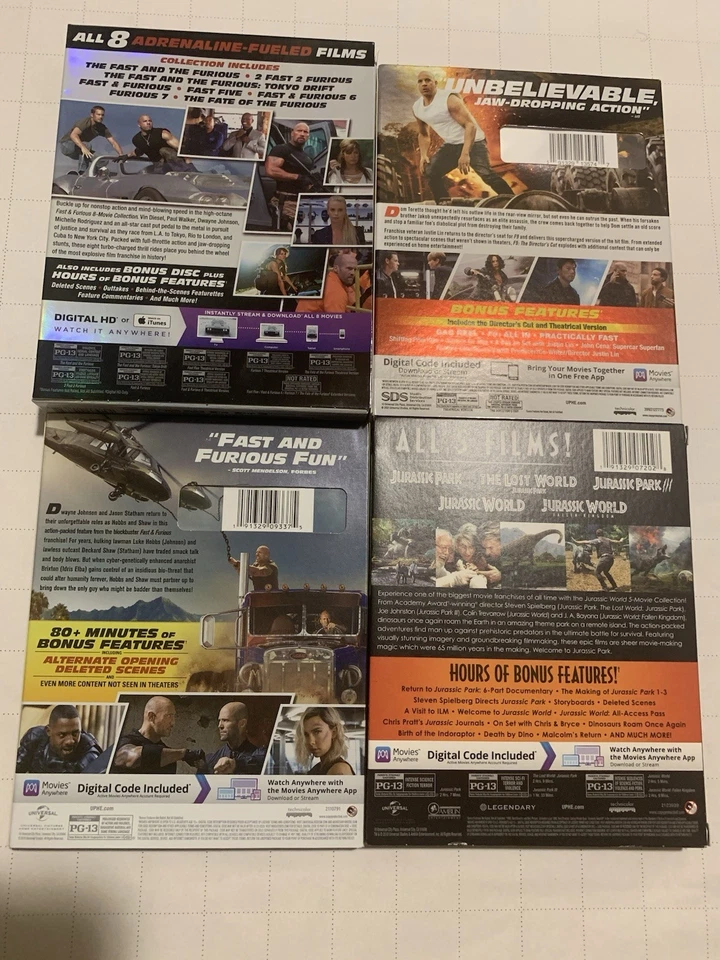 Action Adventure Movie Lot Including The Jurassic Park & Fast & Furious Series - Image 2 of 3
