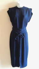 NWT Asos US 8 Navy Slit Sleeve Peek A Boo Back Midi Sheath Dress