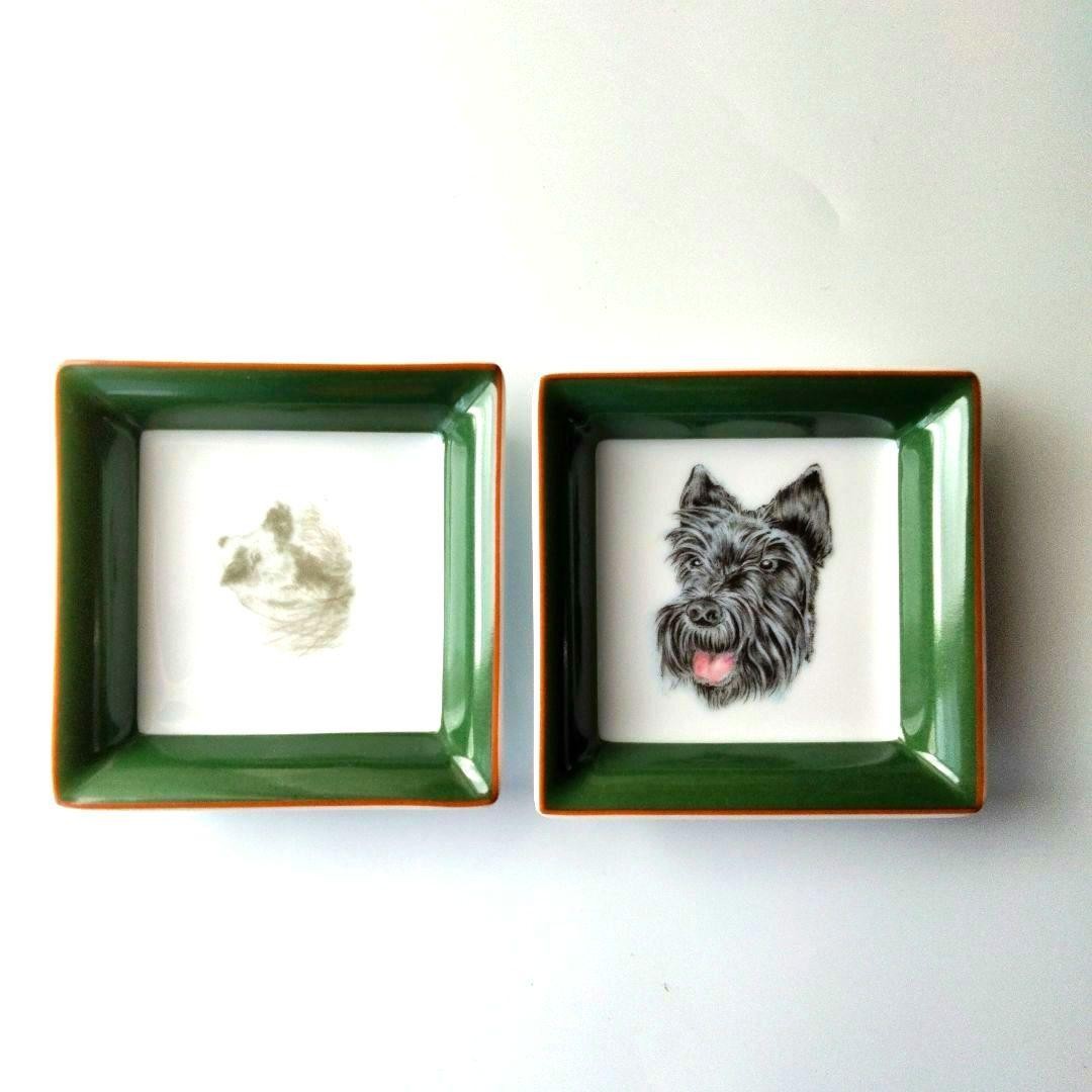 Excellent Condition] Hermes Tableware Square Tray Dog and Wild