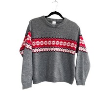 Hanna Andersson women  s Small Gray Red Nordic Fair Isle Sweater NE279