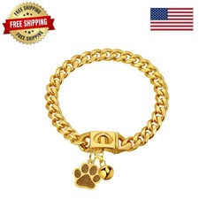 Luxury Gold Dog Chain Collar - Heavy-Duty Stainless Steel with Bell  Tag