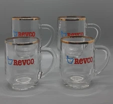 Revco Coffee Mug GOLD RIM Drugstore Advertising USA 47 Set Of 4 Vintage Glasses