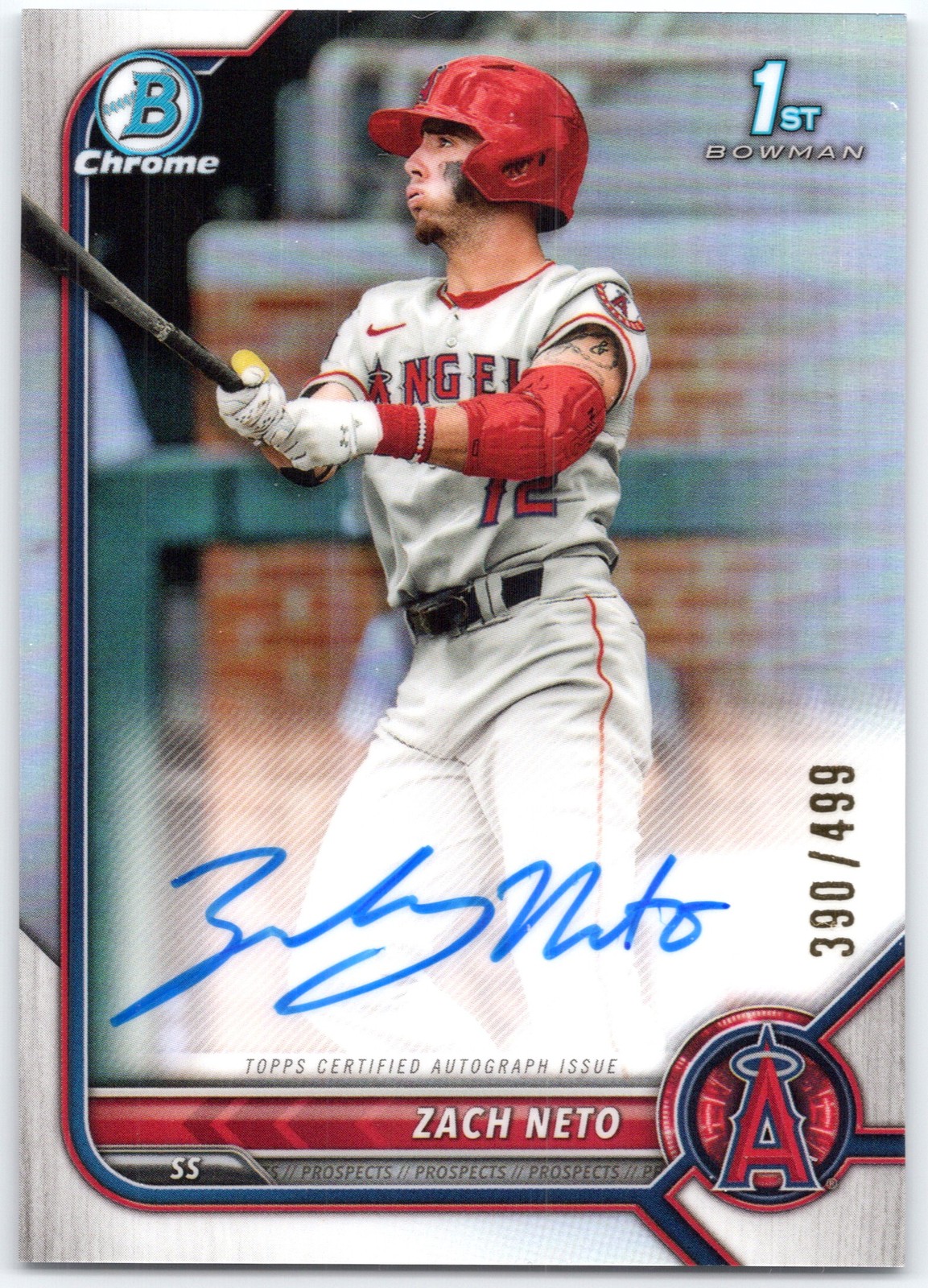 2022 Bowman Chrome Draft Auto Refractor CDA-ZN Zach Neto 390/499