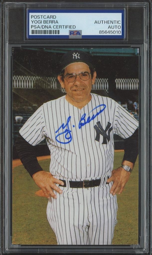 1985 TCMA YOGI BERRA signed Yankees postcard | autograph - PSA/DNA cert HOF