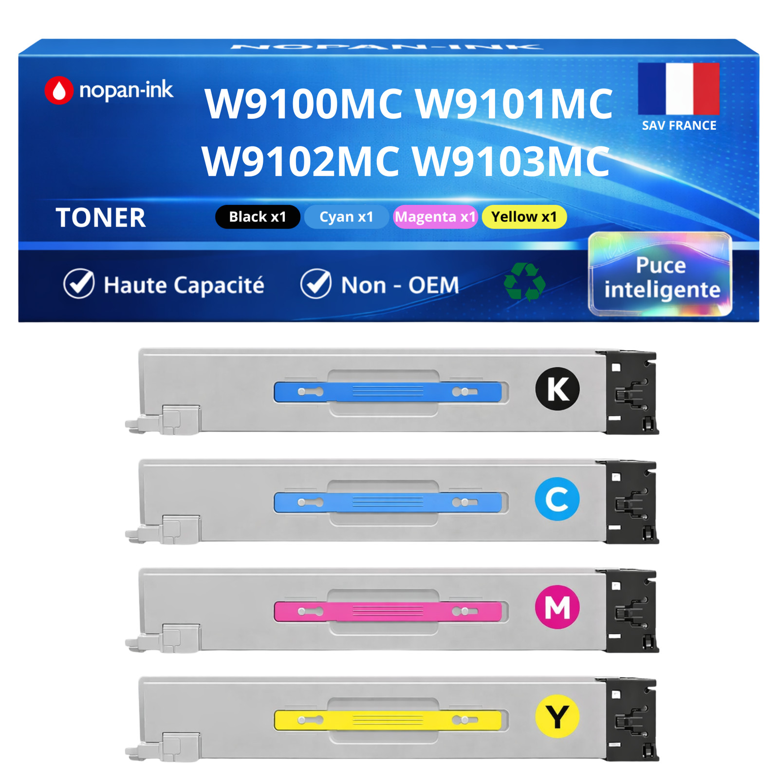 Pack 4 toners compatibles HP W9100MC pour éviter les pannes de cartouche couleur