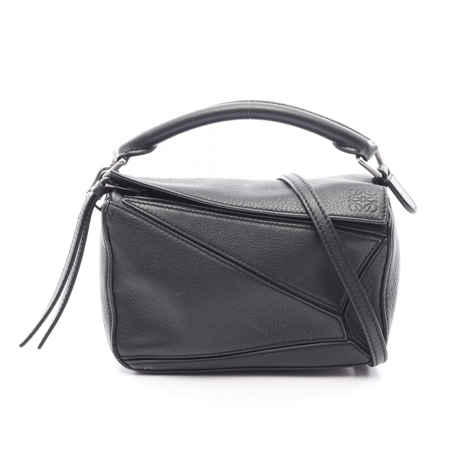 LOEWE Puzzle bag mini 2WAY Shoulder Handbag 322 30 U95 leather Black Used Women