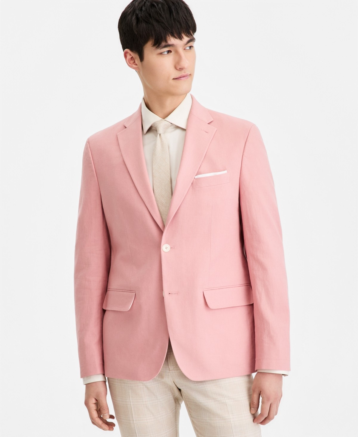 Tommy Hilfiger Mens Modern fit Linen Sport Coat Blazer 40 R Pink Solid