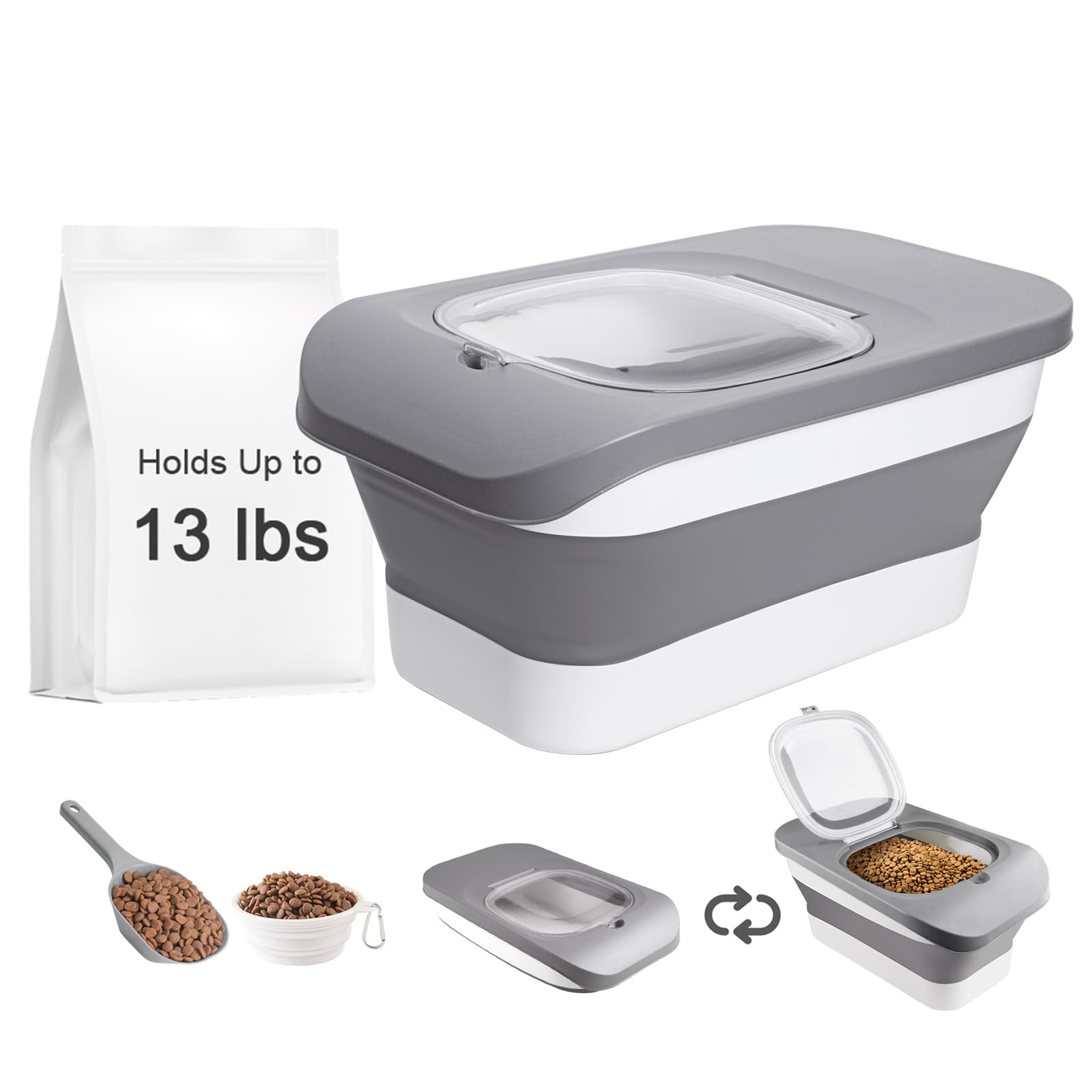 Container, Collapsible Dog Food Storage Container With Airtig...