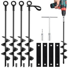 Qimshemi 18-Inch Ground Anchors Screw In Heavy Duty, 4 Pack Trampoline Anchor...