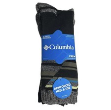 Columbia 4 Pairs Multi Colored Crew Socks Reinforced Heel  Toe Men's Size 6-12