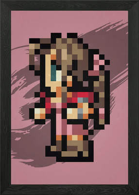 FF VII Aerith Pixel Sprite Framed Wall Art Poster Canvas Print Picture