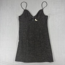 Silence + Noise Mini Dress Womens L Black New Glitter Cutout Spaghetti Strap