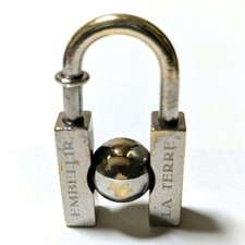 HERMES Charm Cadena Earth Padlock Silver Tone 2001 Limited Edition
